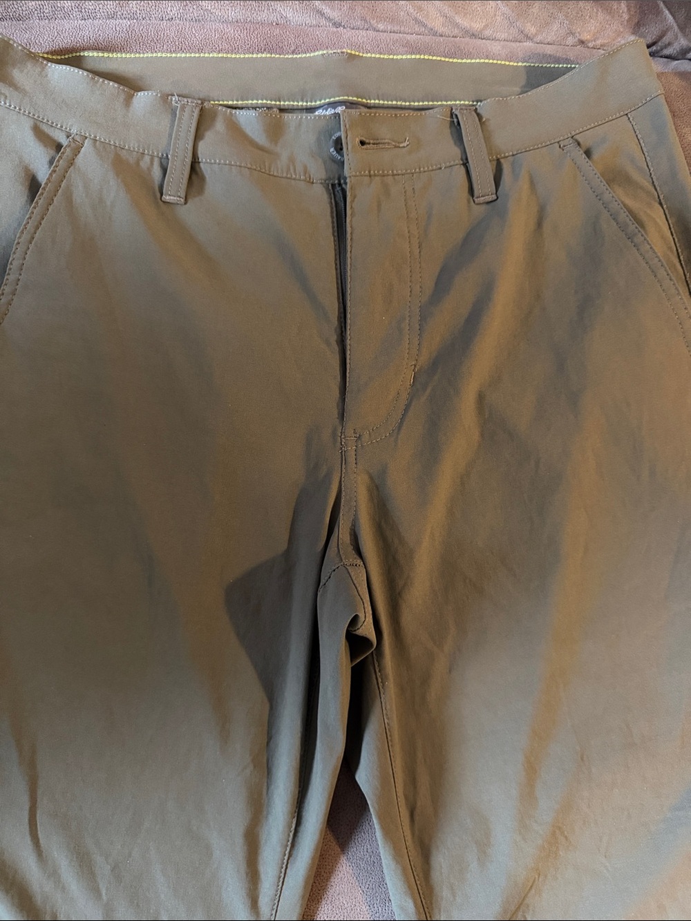 Eddie Bauer Olive Green Active Shorts with Contrast Stitching